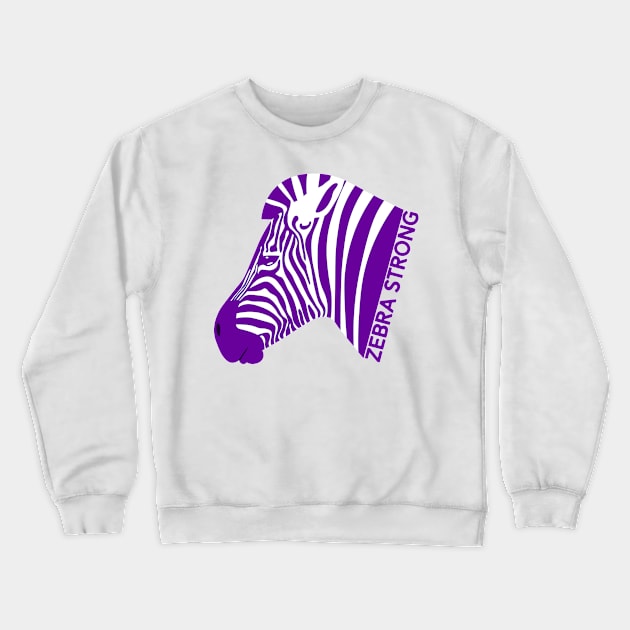 Ehlers Danlos Rare Disease Awareness Zebra Strong Purple Crewneck Sweatshirt by Jesabee Designs